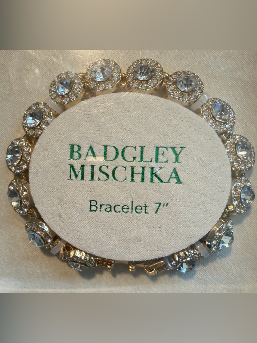 Badgley Mischka Crystal Necklace Bracelet Earrings Set Gold Tone - Picture 2 of 9